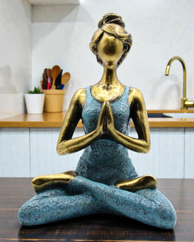 Figurină de femeie 24 cm – Yoga Energie auriu-turcoaz