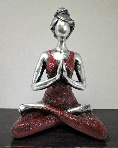 Figurină de femeie 24 cm – Yoga Armonie argintiu-bordo